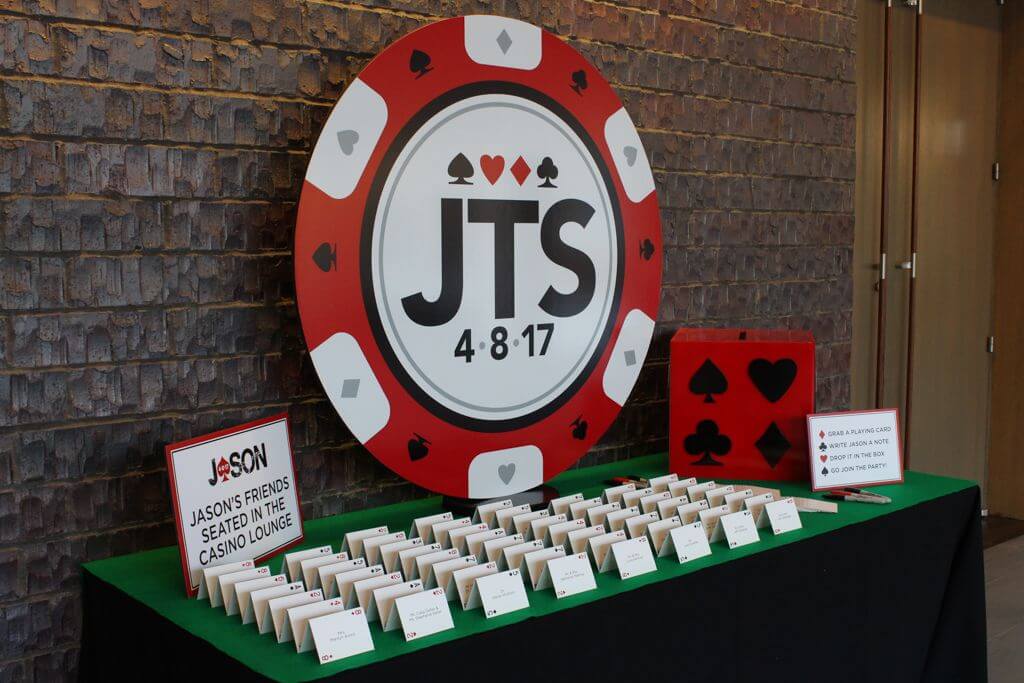 Jumbo Poker Chip Display for Casino Themed Bar Mitzvah