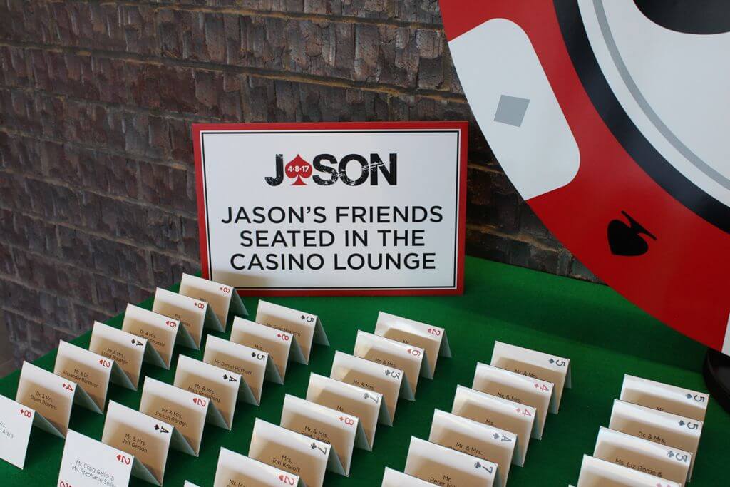 Playing Card Place Cards for Casino Themed Bar Mitzvah