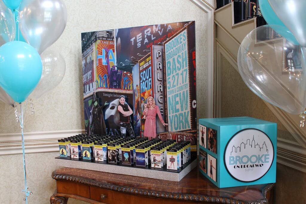 Broadway Themed Seating Card Display with Custom Playbill Place Cards
