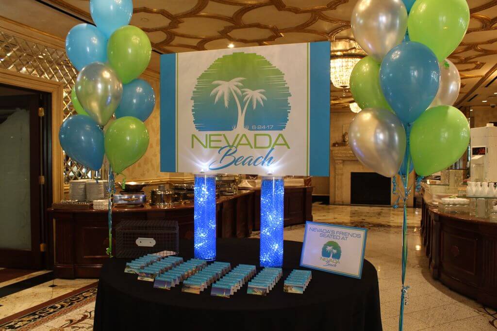 Beach Themed Place Card Display with Custom Logo