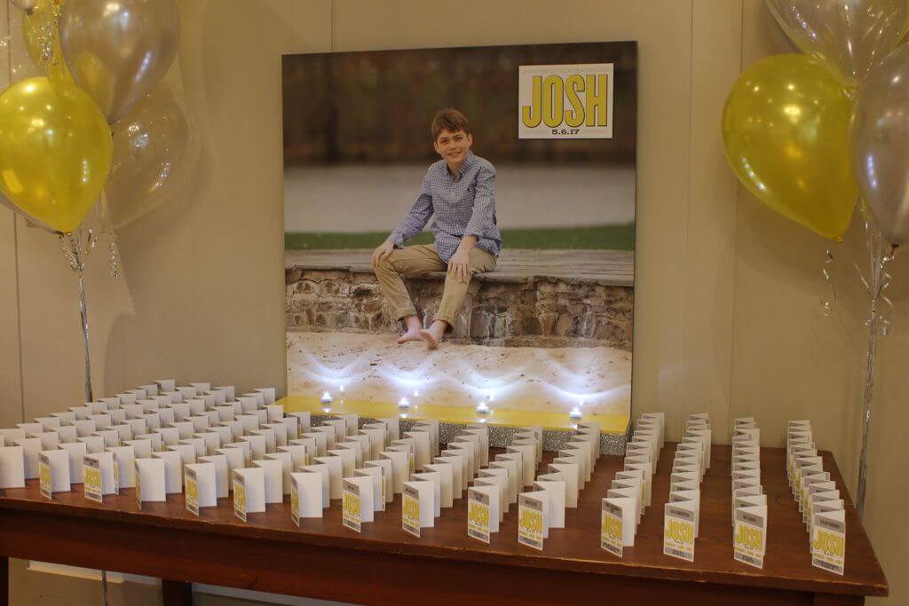 Bar Mitzvah Seating Card Display with Blowup Photo & Logo