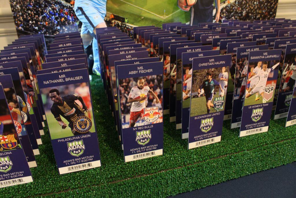 Custom Soccer Ticket Place Cards with Team Logos and Player Photos
