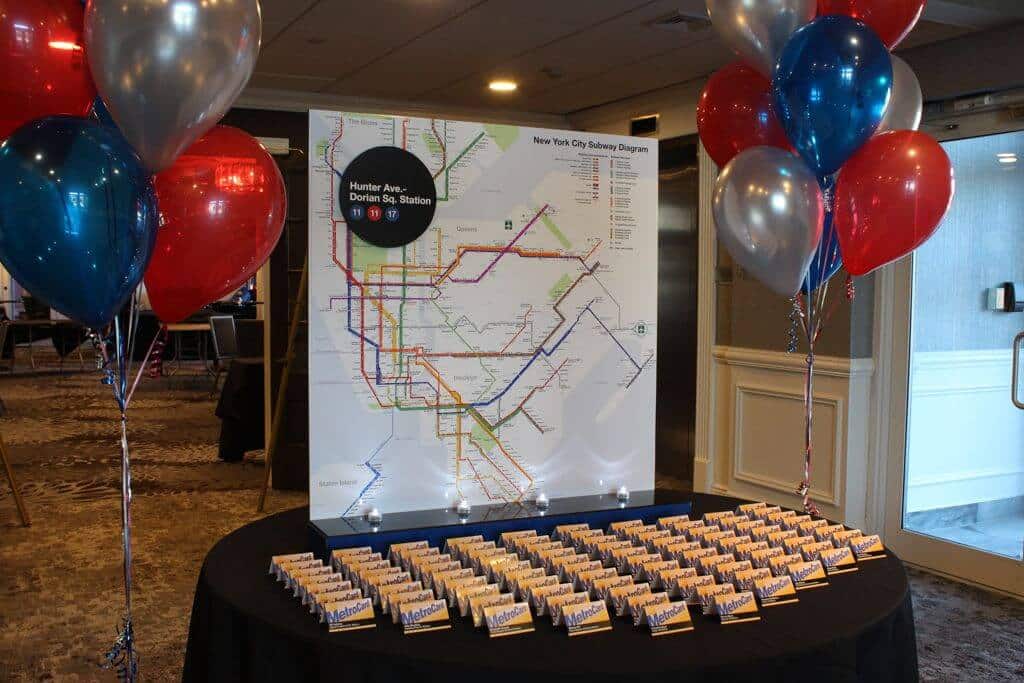NYC Subway Map Seating Card Display