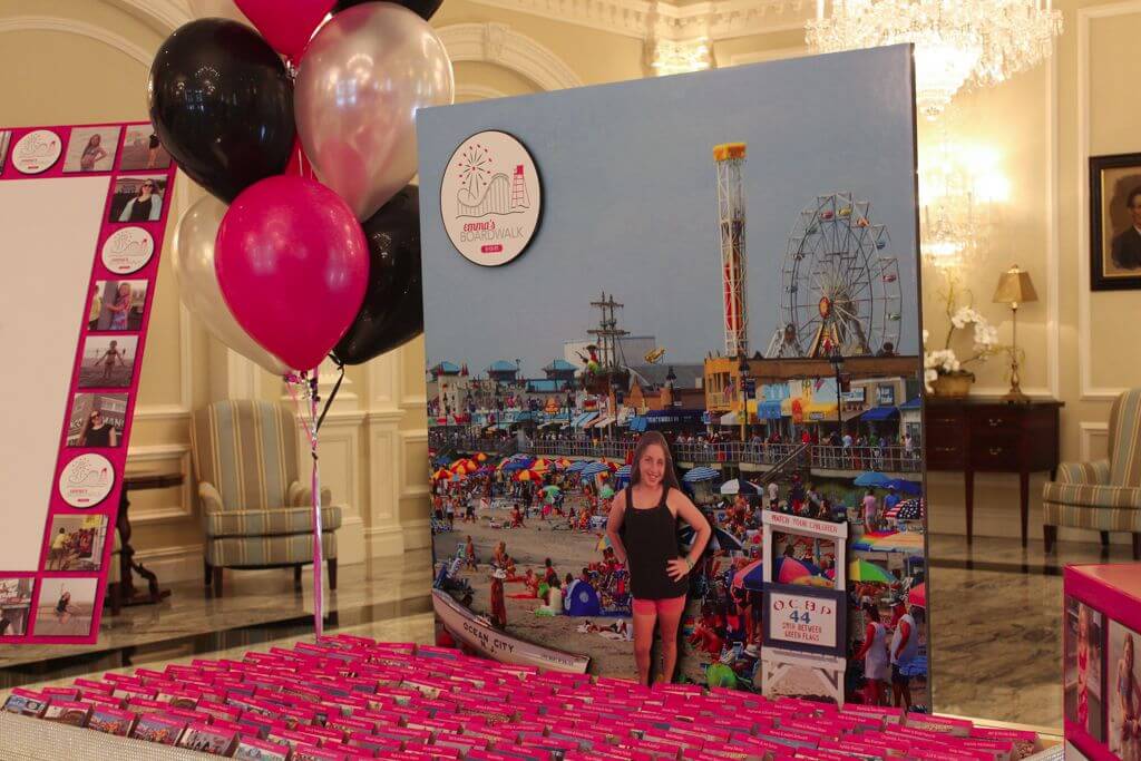 Boardwalk Themed Seating Card Display with Blowup Photo