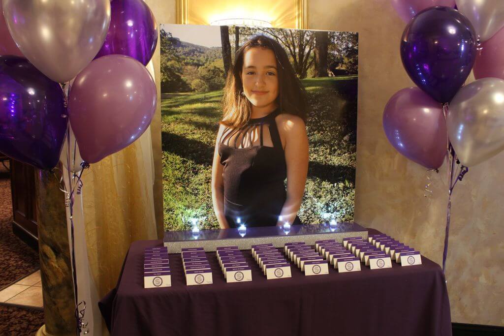 Bat Mitzvah Seating Card Display with Blowup Photo
