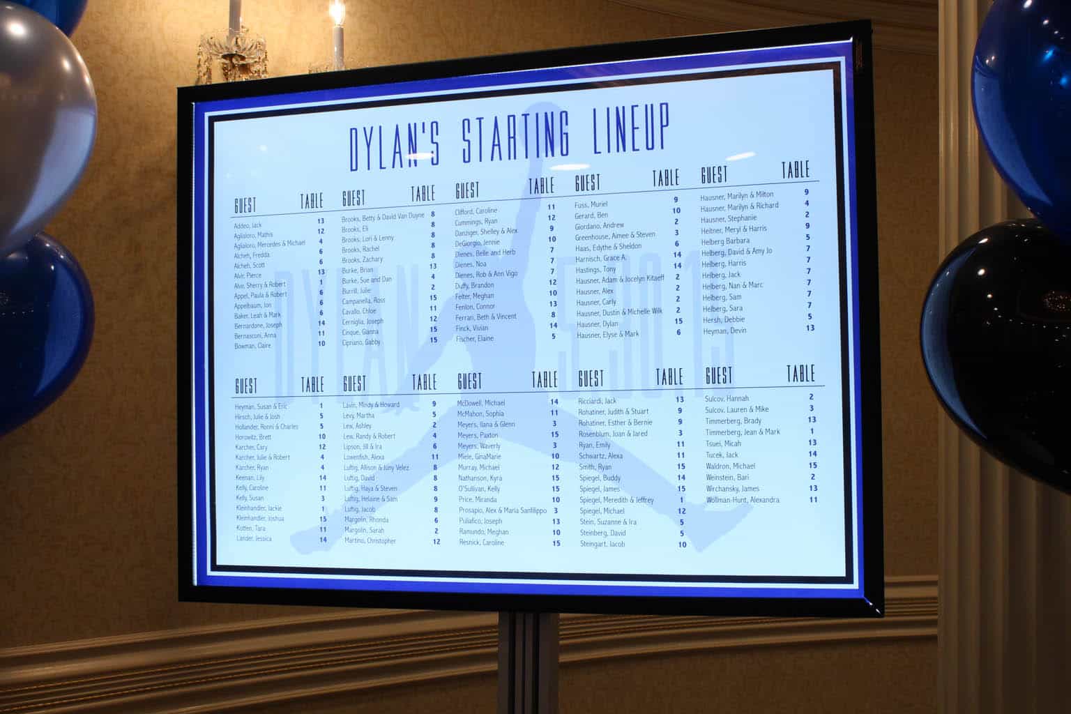 LED Seating Card Board with Custom Logo