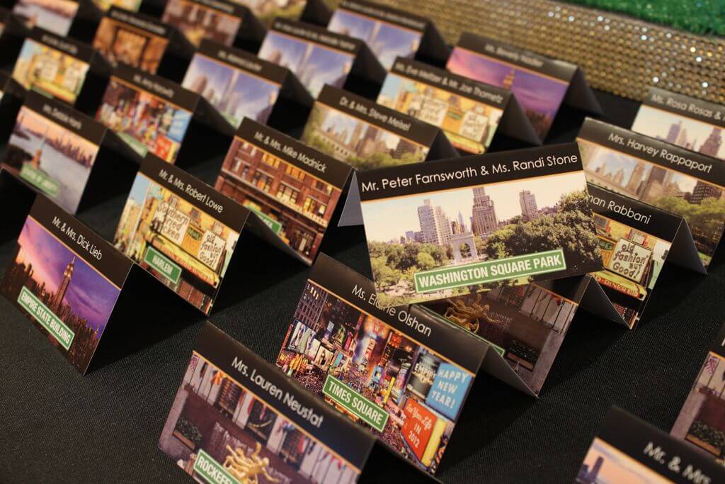 NYC Themed Place Cards with Photos and Street Sign Names