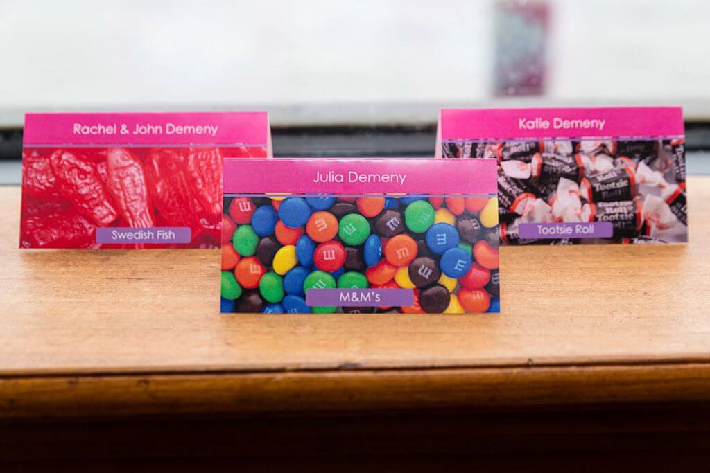 Candy Themed Place Cards with Candy Images