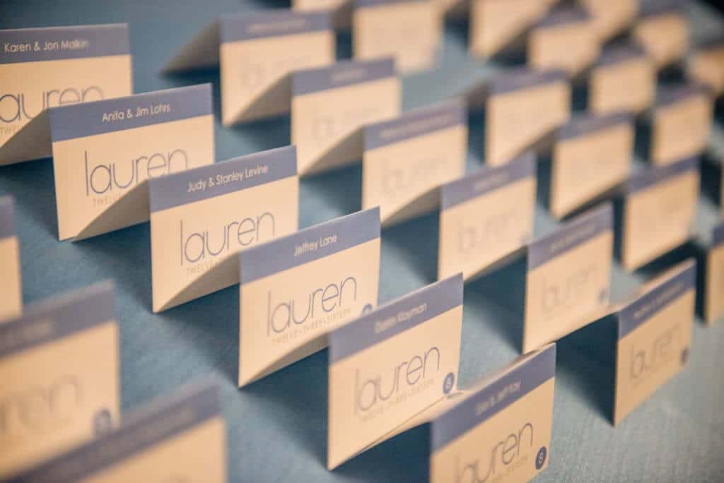 Bat Mitzvah Place Cards with Custom Logo