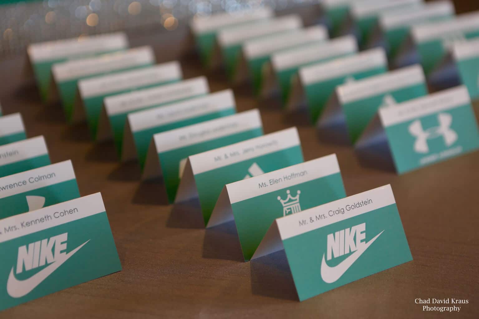 Lacrosse Themed Place Cards with Sports Brand Logos