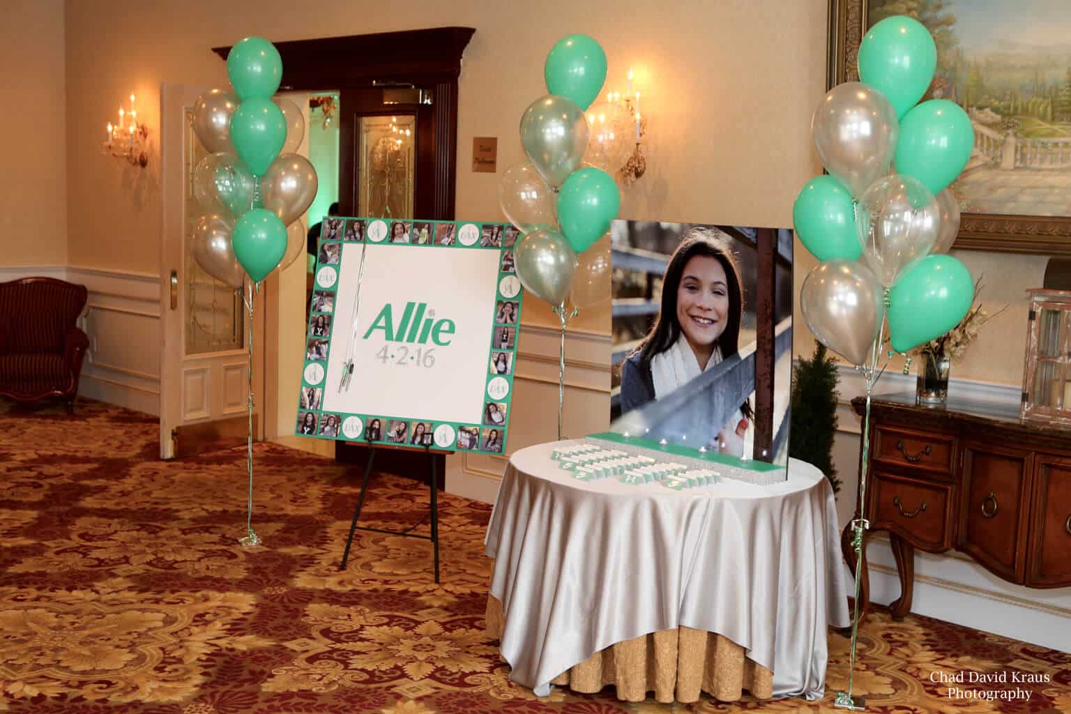 Lacrosse Themed Seating Card Display with Blowup Photo