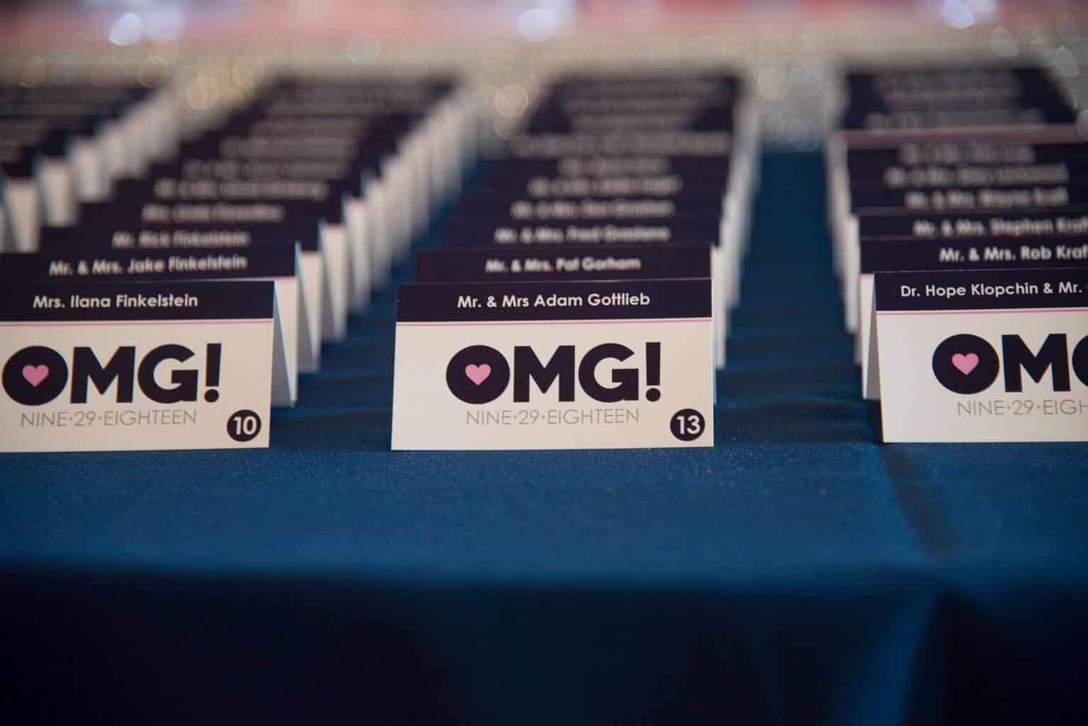 Bat Mitzvah Place Cards with Custom Logo and Names