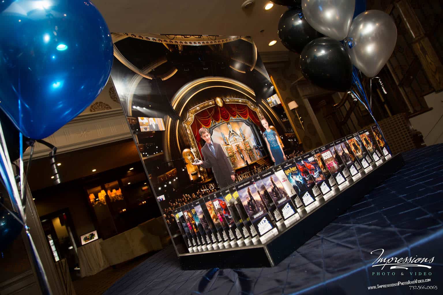 Movie Themed Seating Card Display with Movie Ticket Place Cards