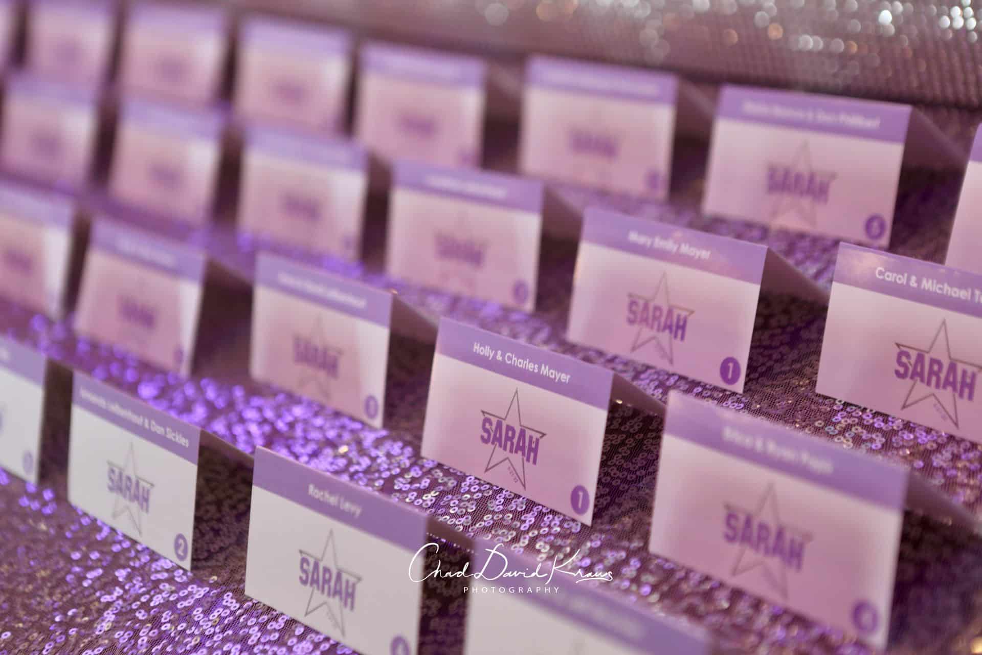 Bat Mitzvah Place Cards with Custom Star Logo