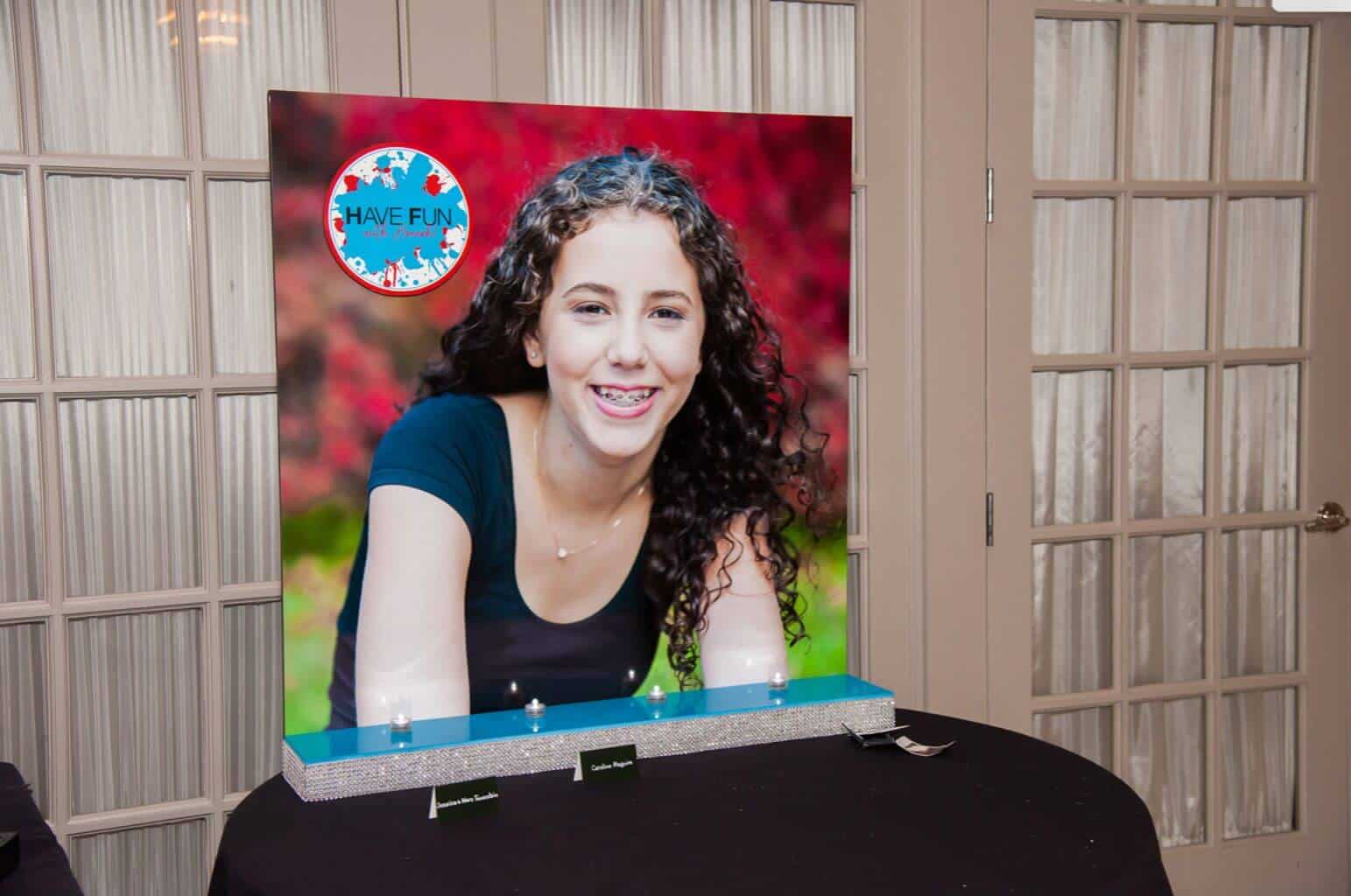 Bat Mitzvah Seating Card Display with Blowup Photo and Logo