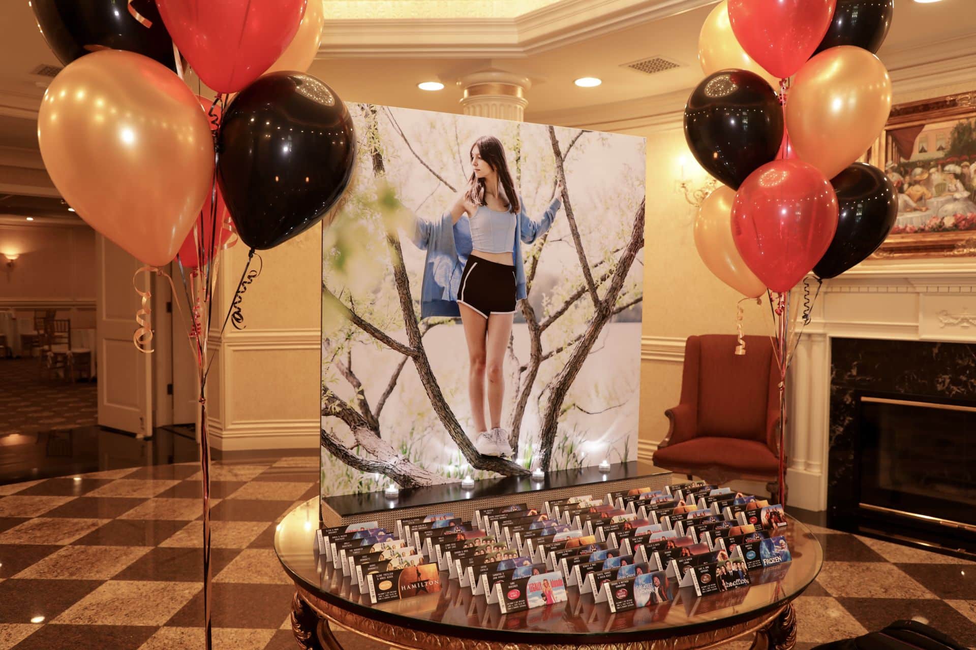 Blowup Photo Seating Card Display for Movie Themed Bat Mitzvah