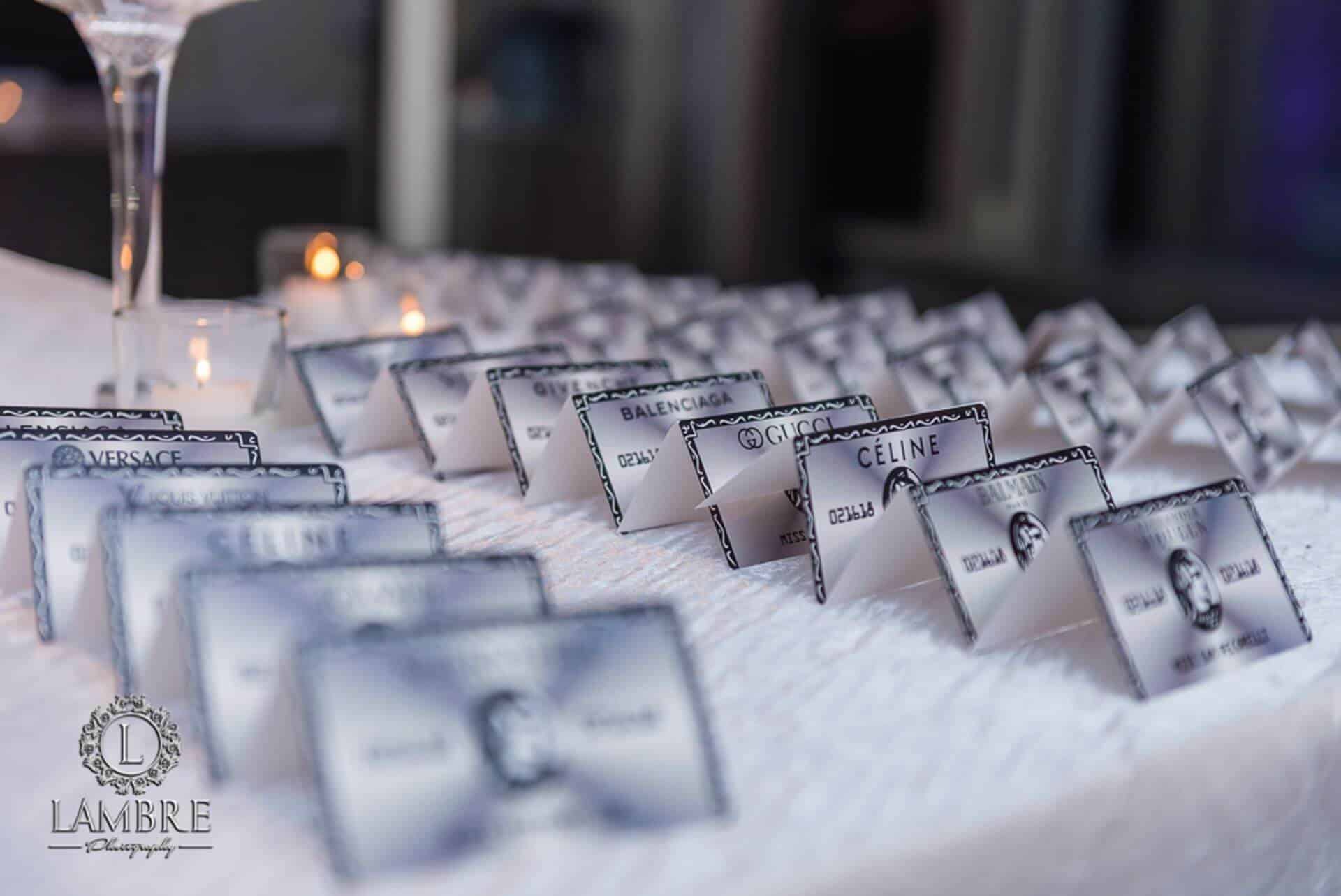 Credit Card Place Cards for Shopping Themed Sweet Sixteen