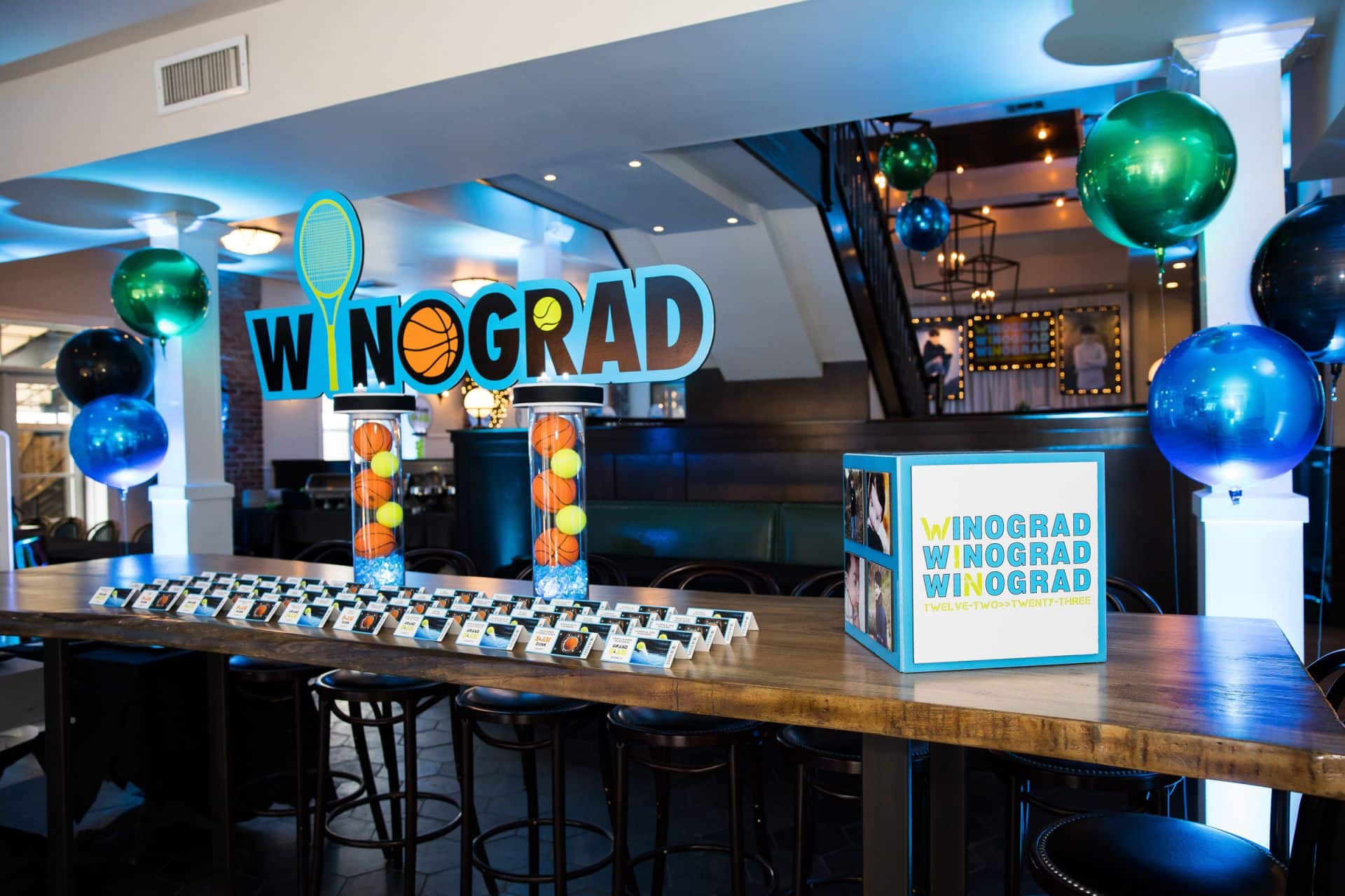 Sport Themed Bar Mitzvah Entrance with Custom Logo Cutout Display