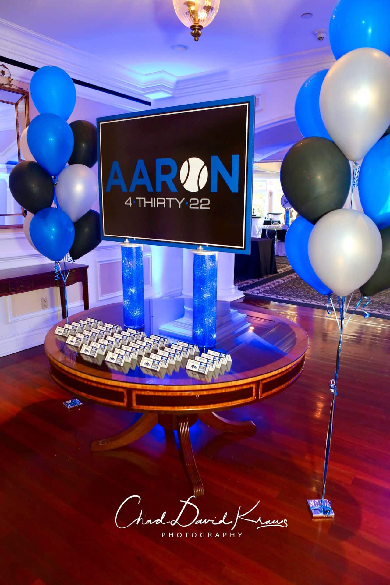 Tennis Themed LED Seating Card Display at Scarsdale Golf Club