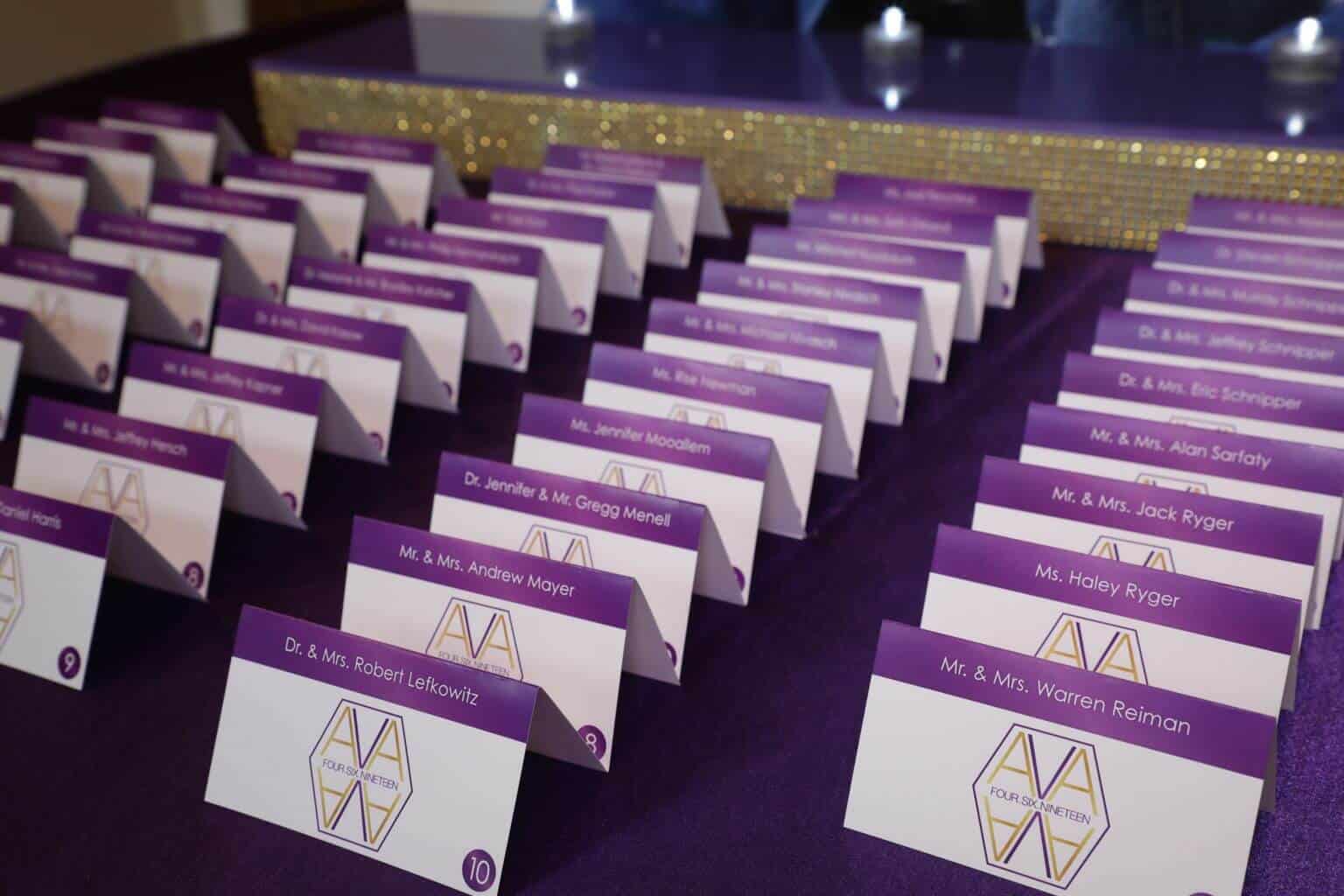 Bat Mitzvah Place Cards with Custom Logo