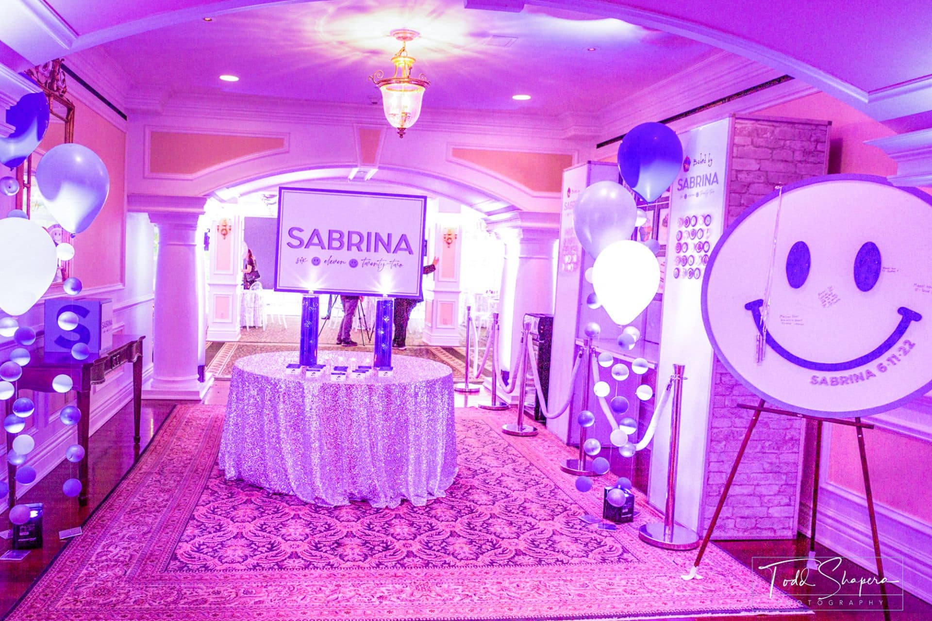 Bat Mitzvah Entrance Decor with Custom Sign in Board and Bubble Balloons