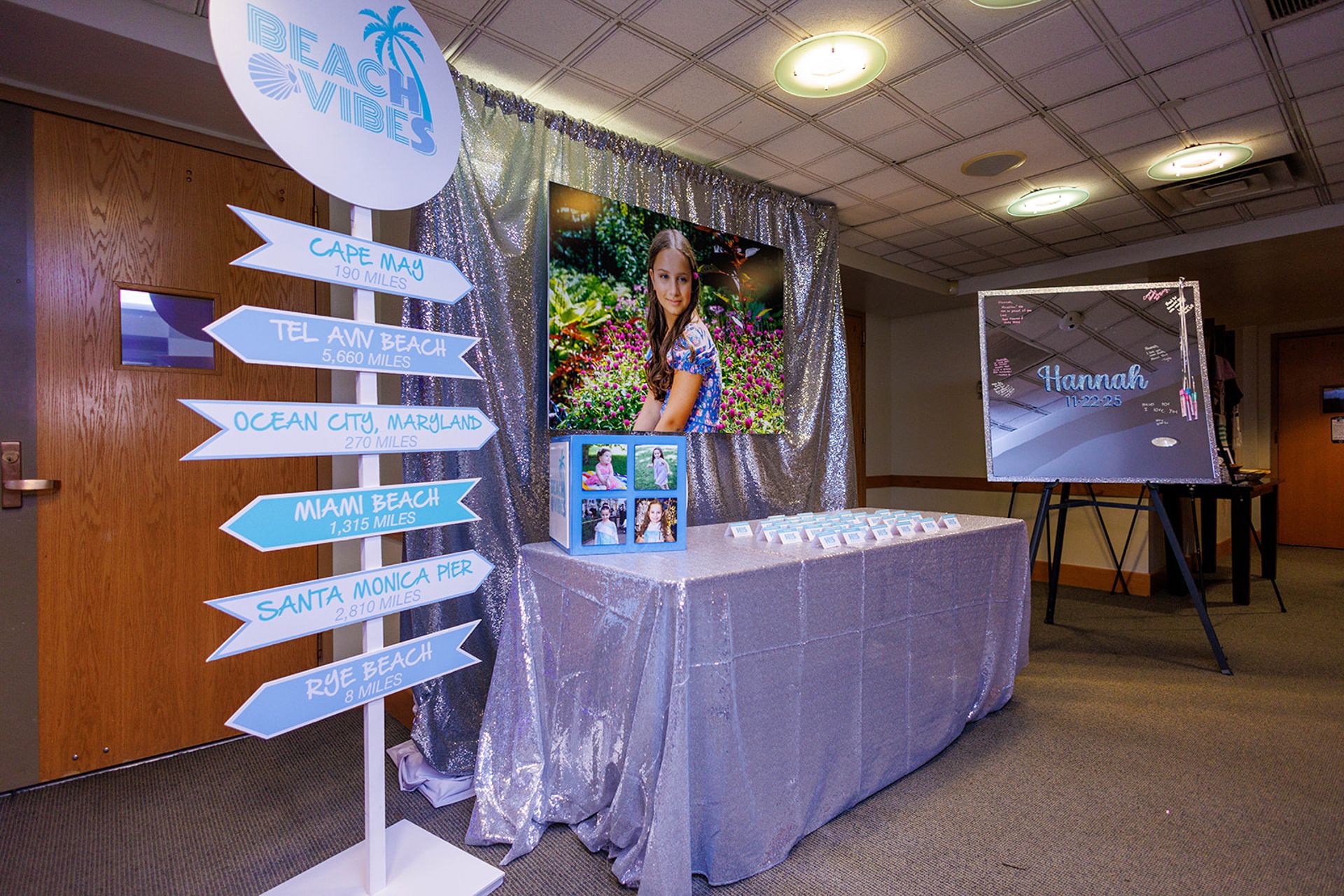 Beach Themed Entrance Decor for Bat Mitzvah