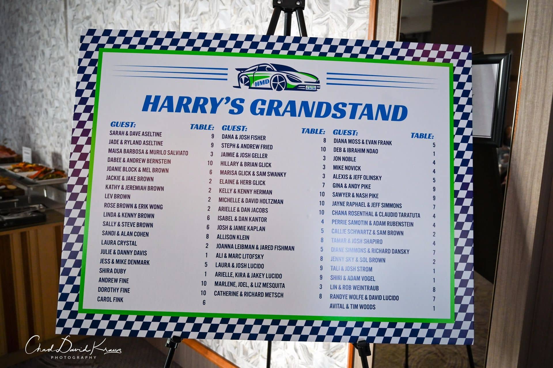 Custom Car Racing Theme Seating Chart