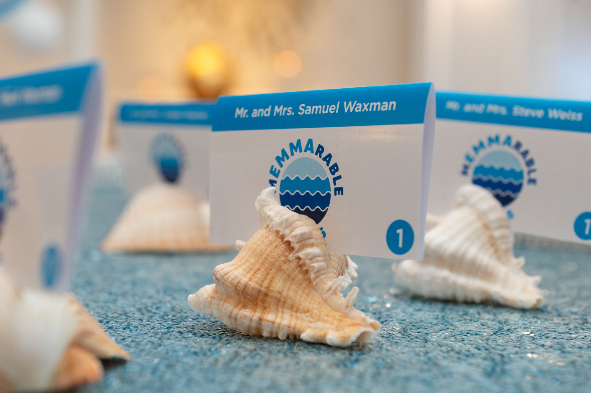 Custom Sea Shell Place Cards for Bat Mitzvah