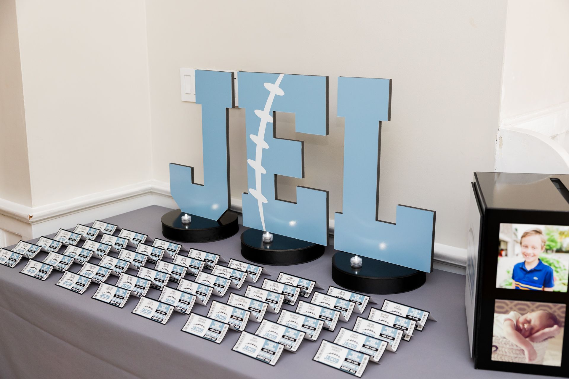 Custom Initials Seating Card Display