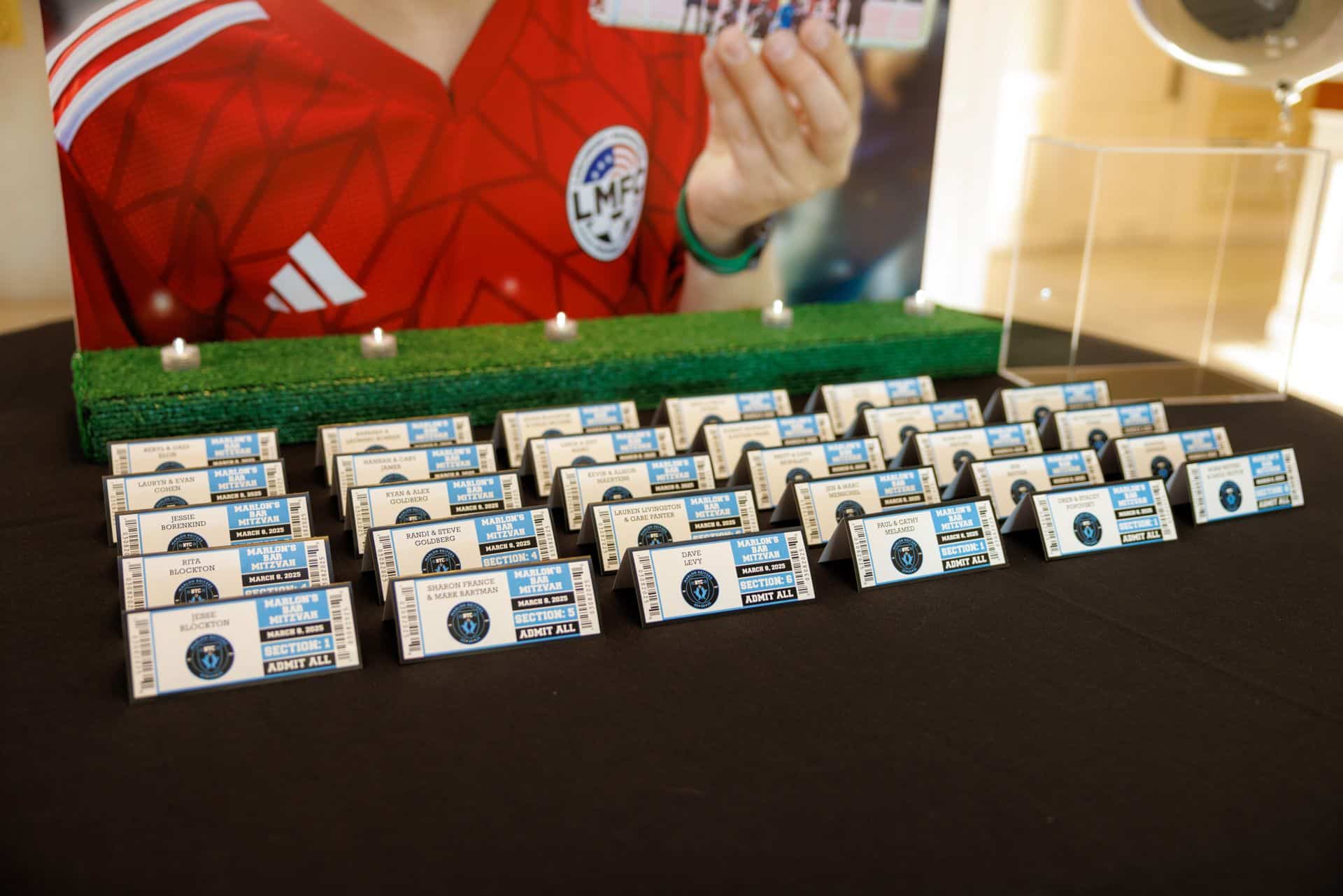 Custom Soccer Ticket Seating Cards