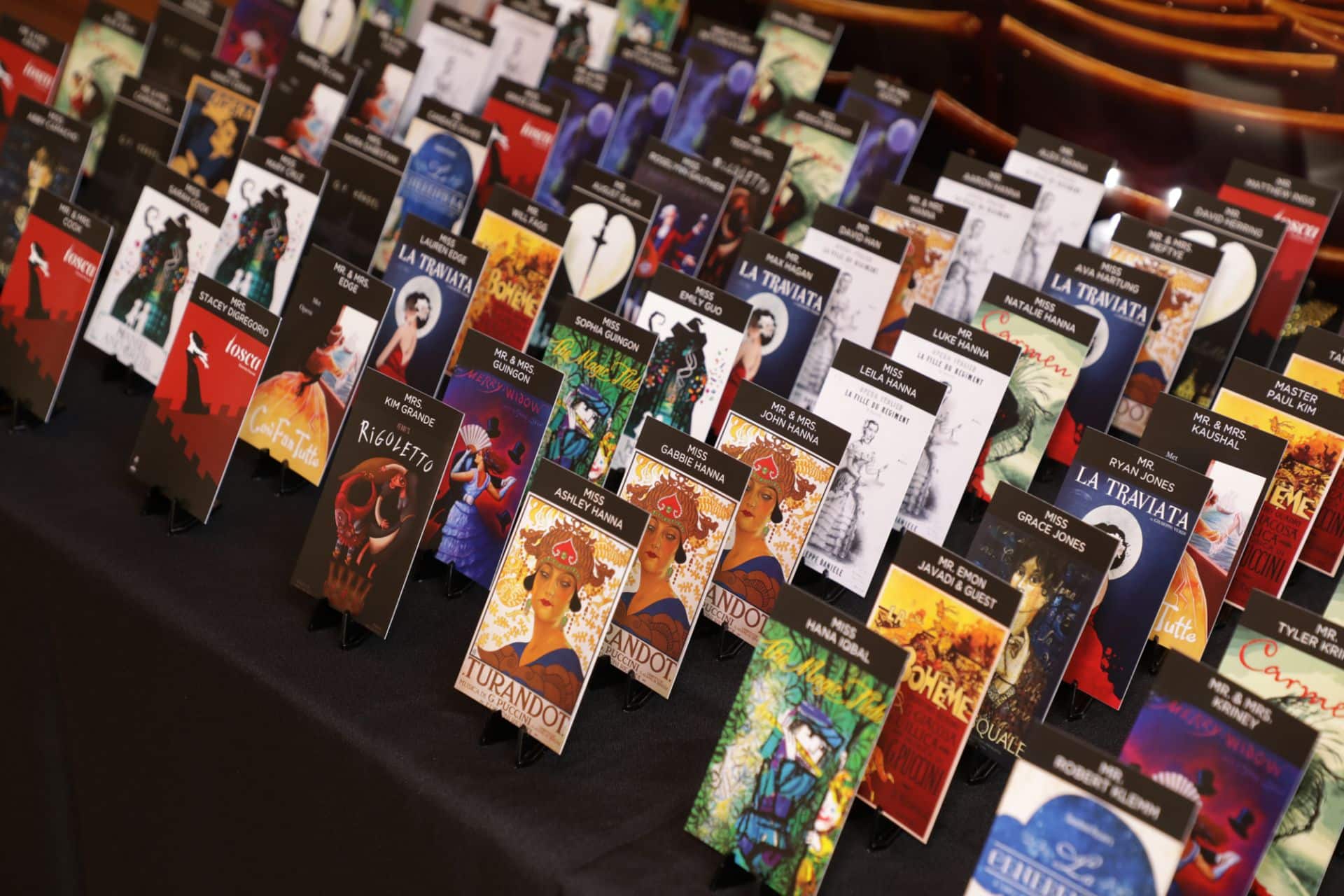 Custom Place Cards on Easel Stands For Opera Themed Sweet Sixteen