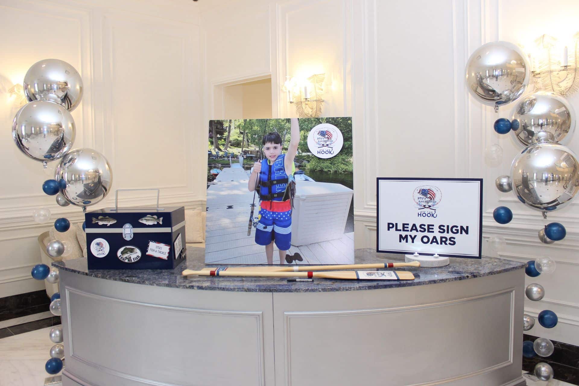 Custom Fish Theme Seating Display with Gift Box and Bubbles at The Meadowood