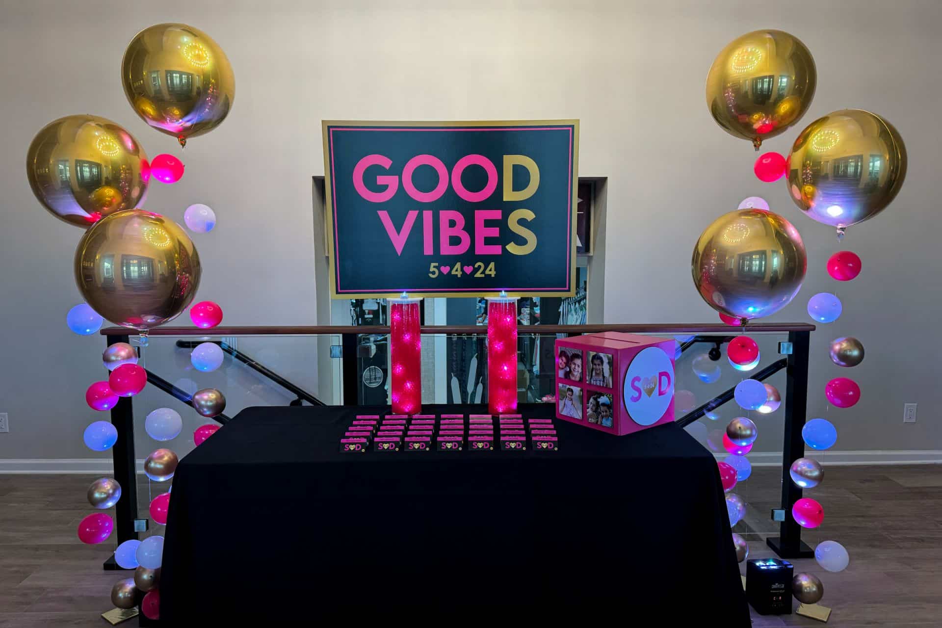 Pink and Gold Bat Mitzvah with Custom Fold Over Place Cards