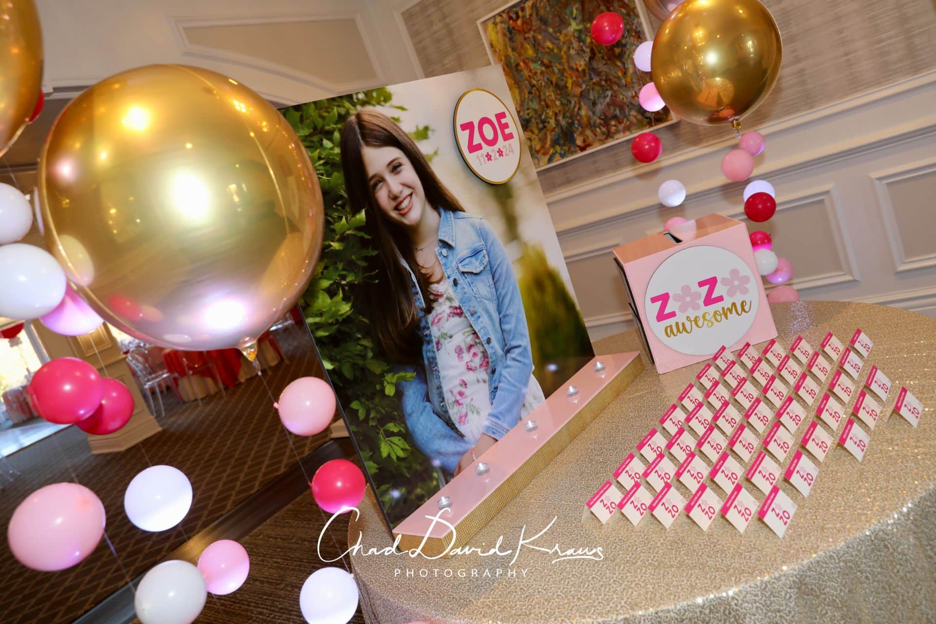 Custom Photo Display with Logo with Fold Over Place Cards