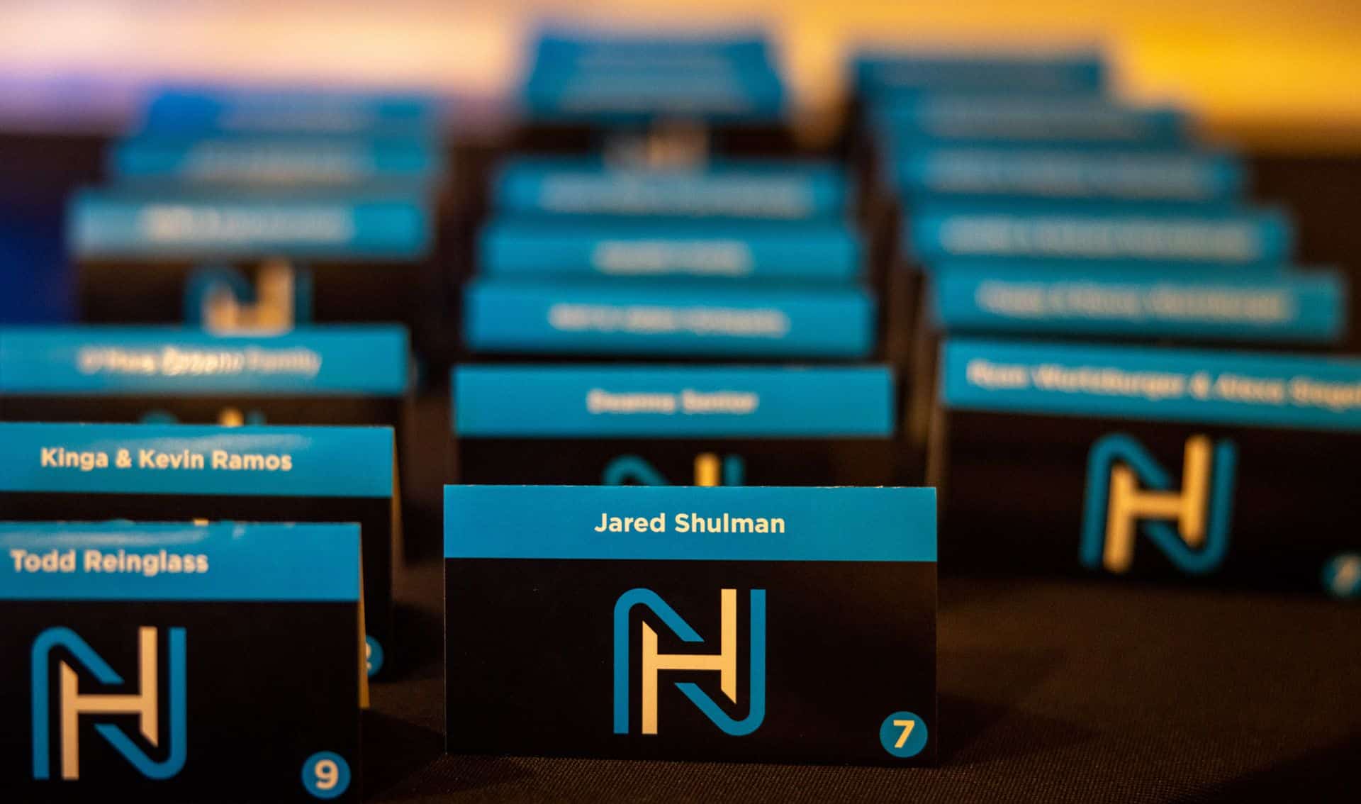 Custom Logo Fold Over Place Cards for a Bar Mitzvah at the Beach Club in Mamaroneck