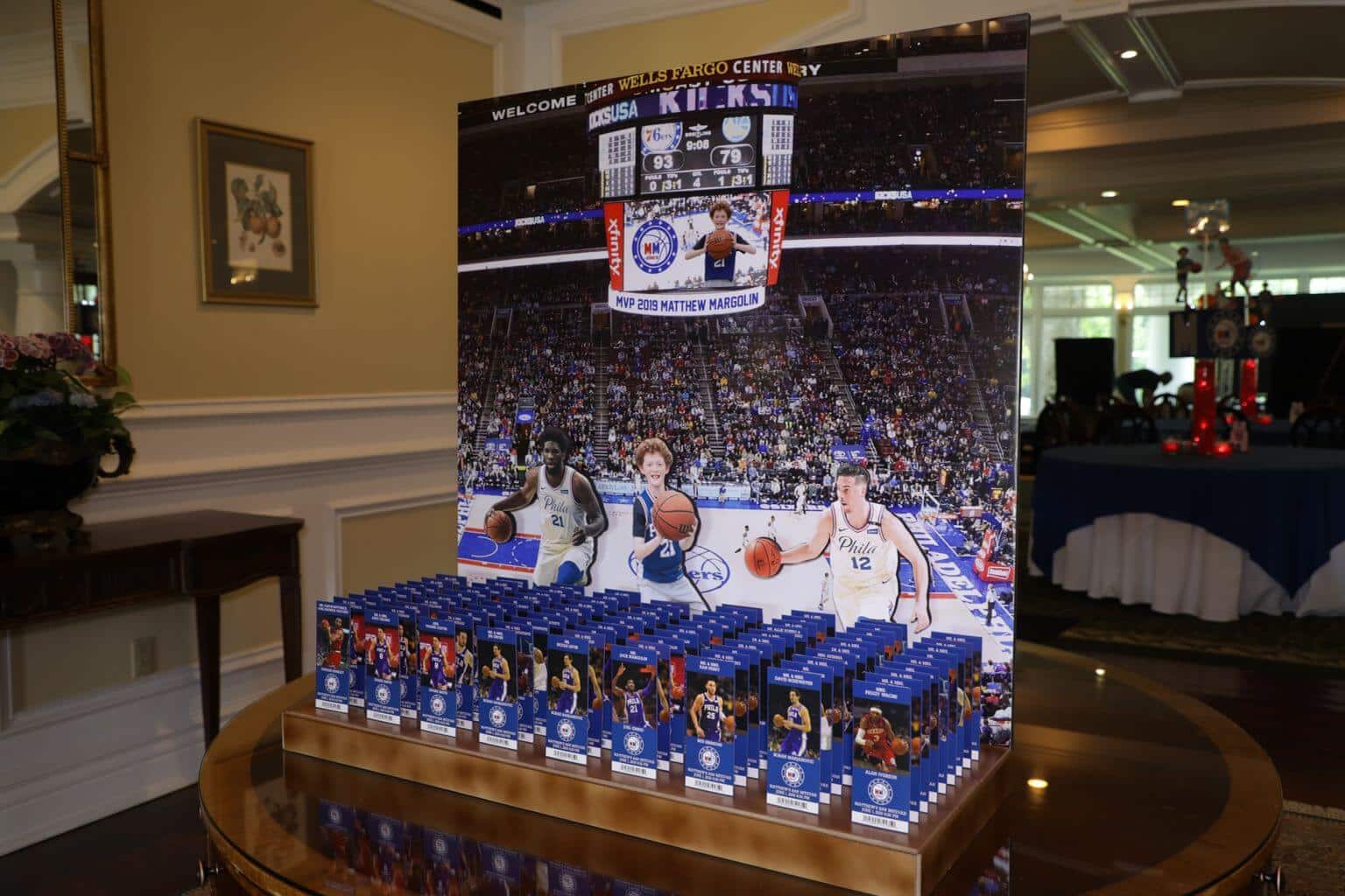 Philadelphia Sixers Stadium Seating Card Display with Custom Ticket Place Cards