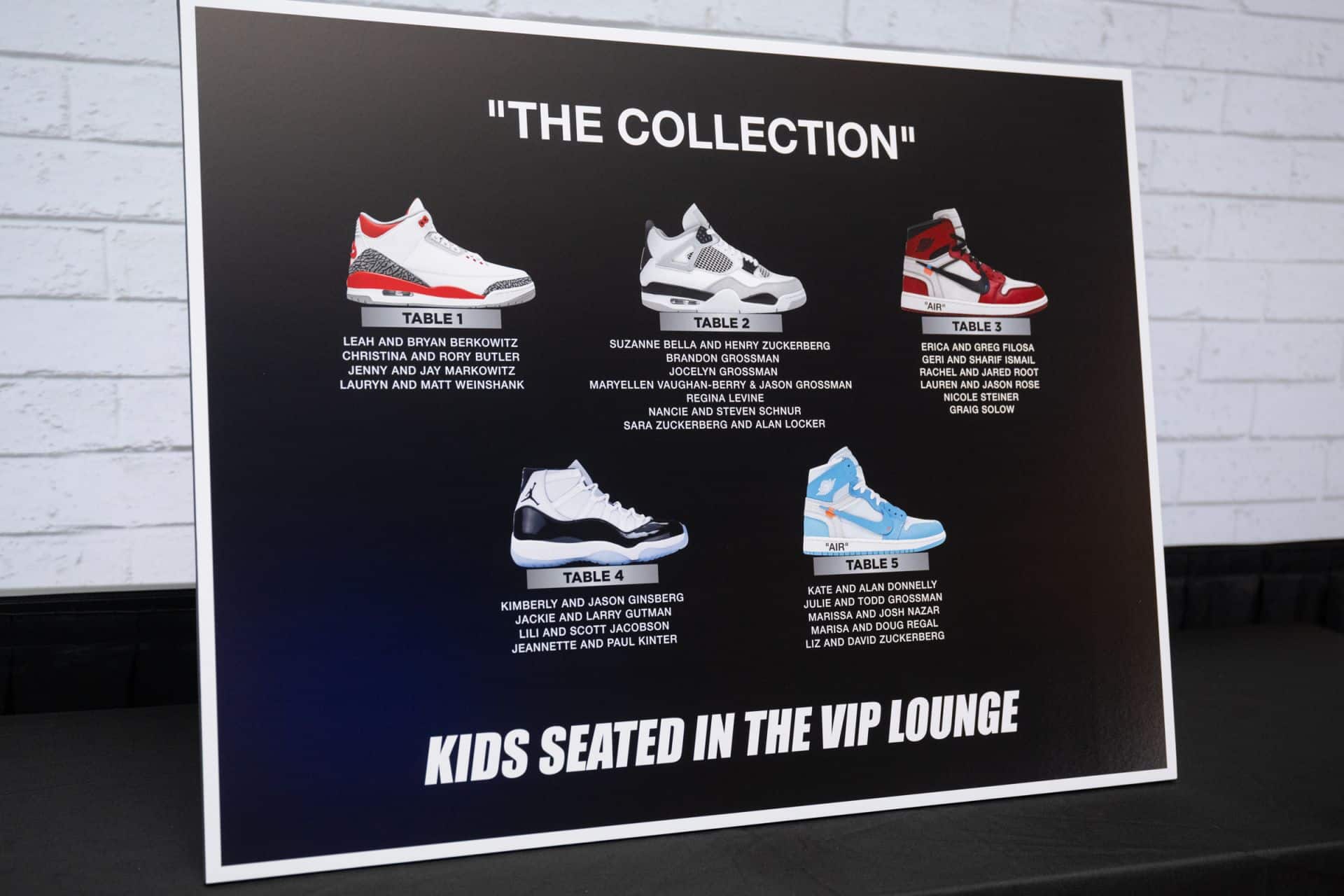 Custom Sneakers Seating Chart for a Bar Mitzvah