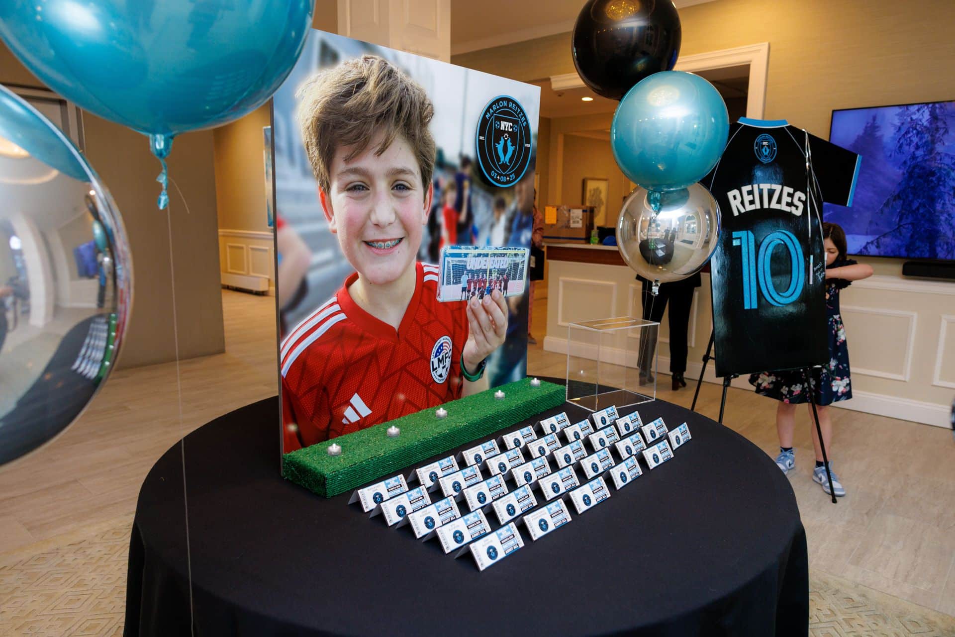 Custom Soccer Theme Seating Cards with Printed Photo Display at Fairview Country Club