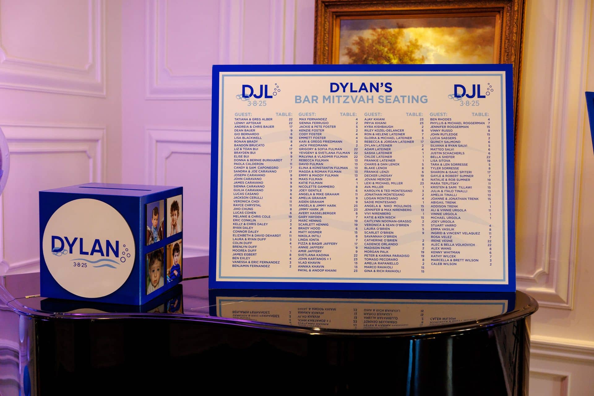 Custom Swimming Theme Seating Chart for Bar Mitzvah