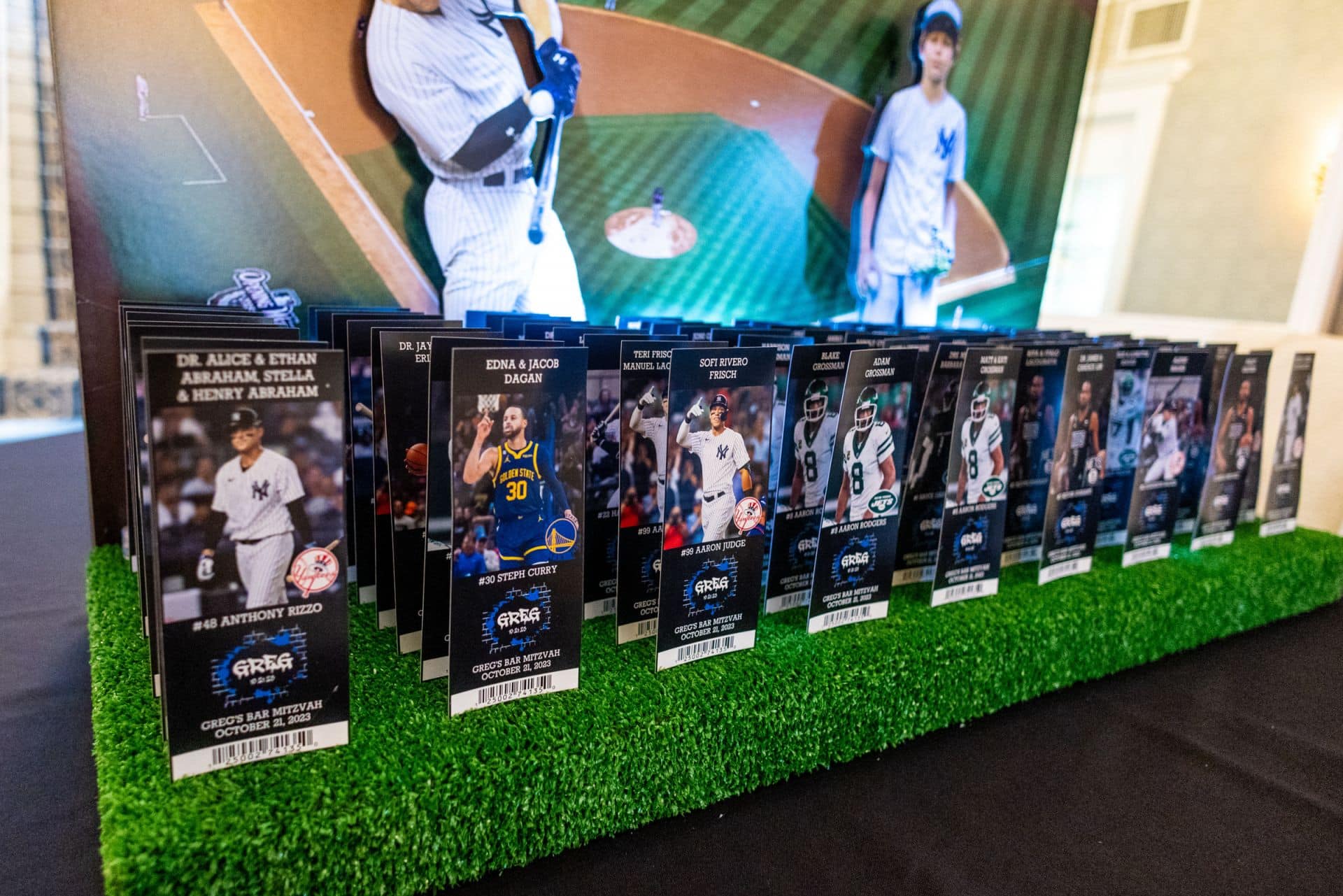 Custom Ticket Place Cards for Sports Themed Bar Mitzvah