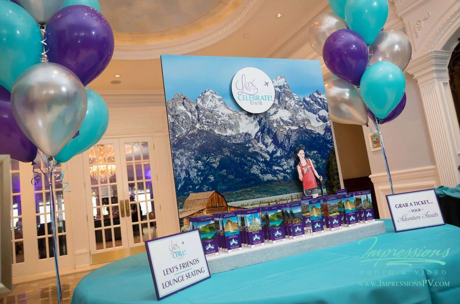 Travel Themed Seating Card Display with Custom Ticket Place Cards