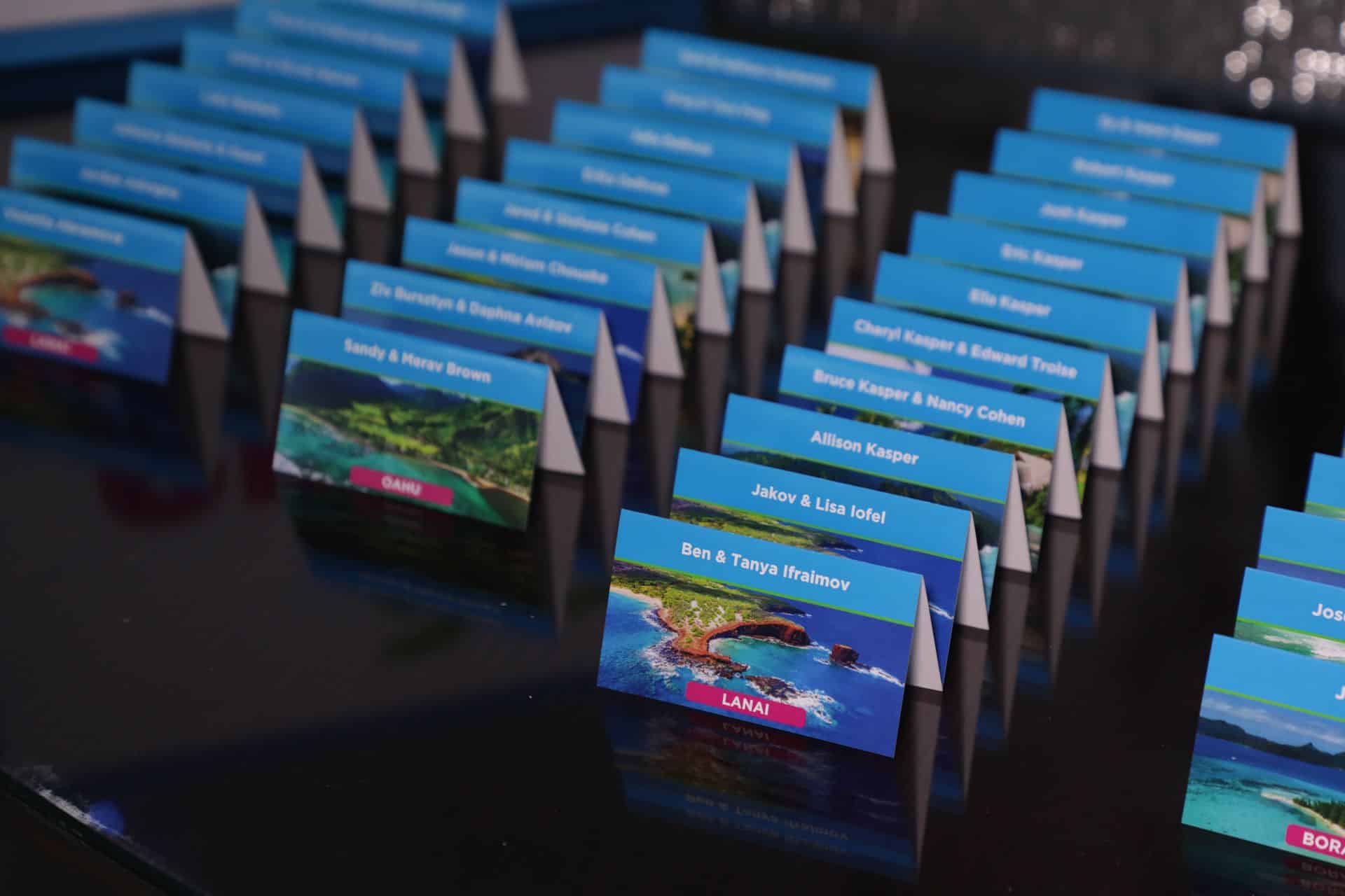 Tropical Themed Place Cards with Beach Photos