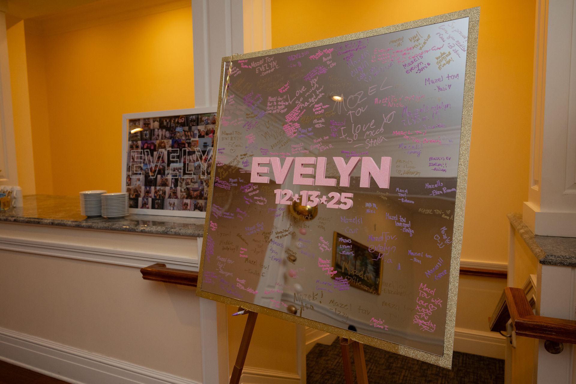 Custom Glitter Name Mirror Sign In Board