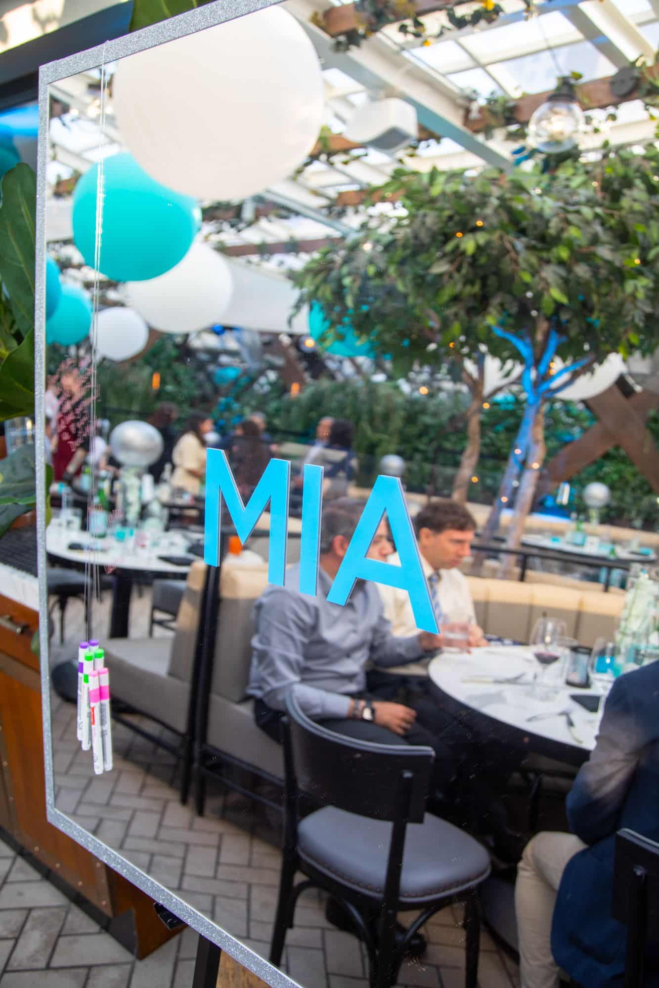 Mirror Sign in Board with Turquoise Vinyl Name and Glitter Border