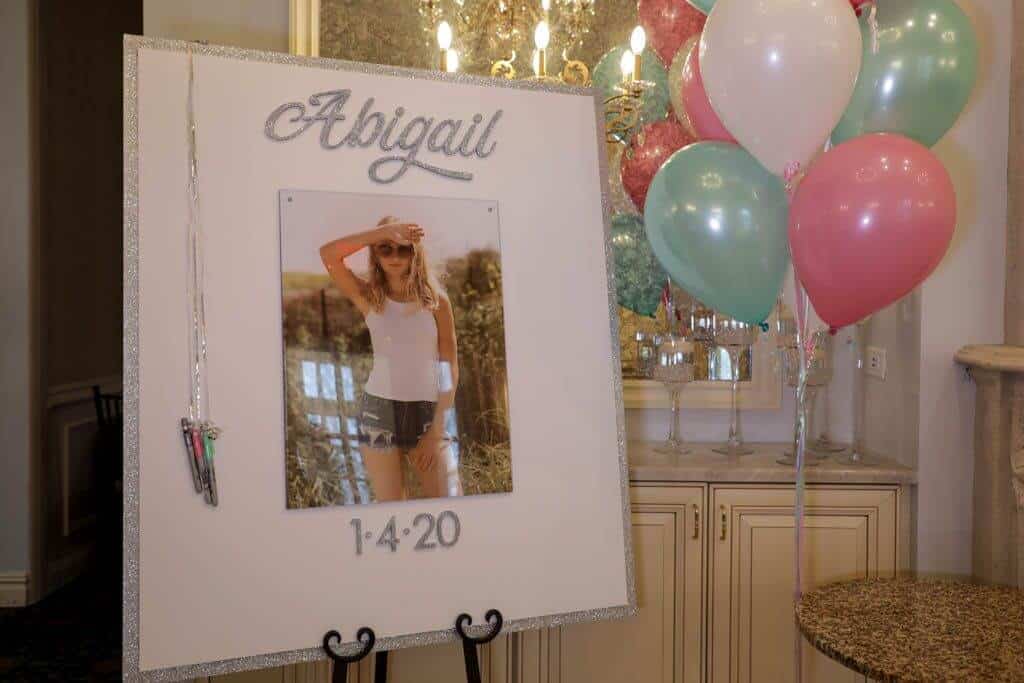 Blowup Photo Sign in Board with Glittered Name and Date