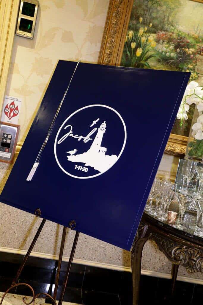 Fire Island Themed Bar Mitzvah Sign in Board with Custom Logo