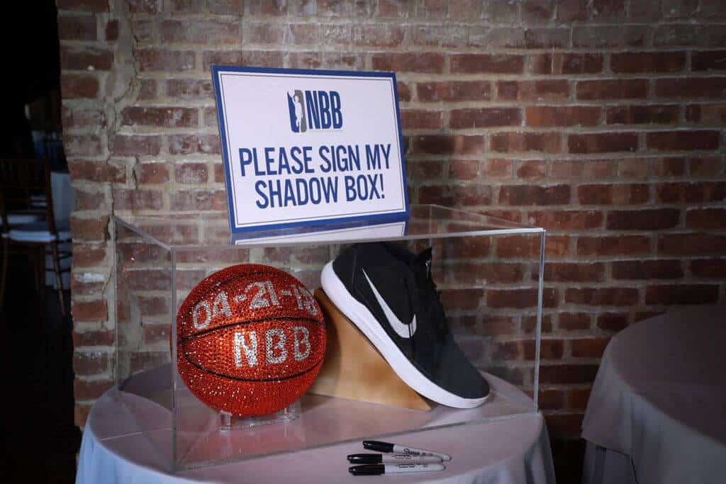 Basketball Themed Shadow Box Sign in Board with Bling Basketball and Sneaker