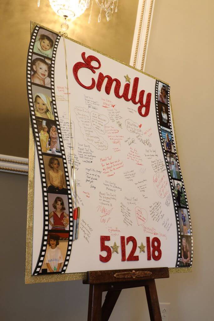 Movie Themed Sign in Board with Film Reels and Photos