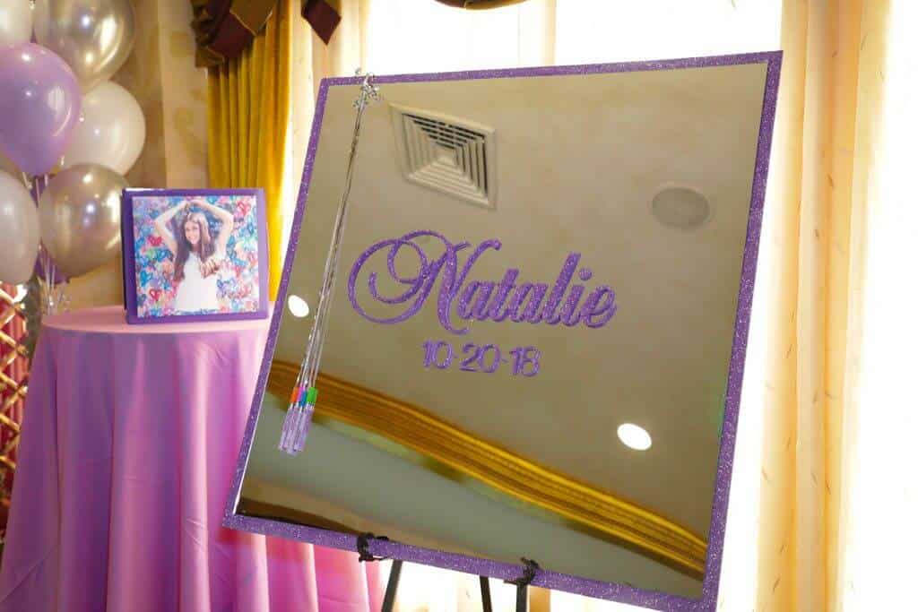 Mirror Sign in Board with Glittered Name and Border