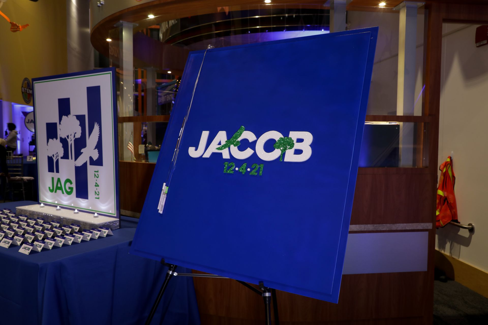 Royal Blue Sign in Board with Glitter Logo for Bar Mitzvah